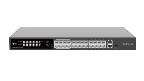 PoE სვიჩი - 24x100 მბ/წმ PoE (at/af) პორტი, 1x1000 მბ/წმ, არამართვადი 225 ვტ