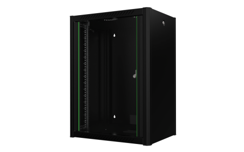 კედლის საკომუნიკაციო კარადა - 16U, 600x450მმ, შავი, Mirsan 