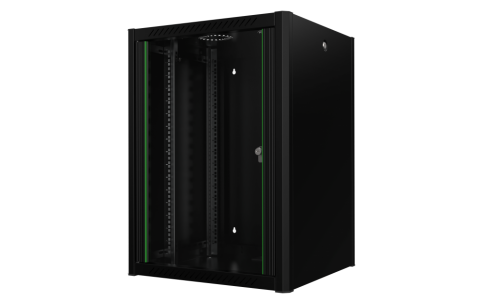 კედლის საკომუნიკაციო კარადა - 16U, 600x600მმ, შავი, Mirsan 